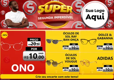Modelo de Encarte para Encarte A4 Horizontal com o tema Super Segunda Imperdível para Óticas