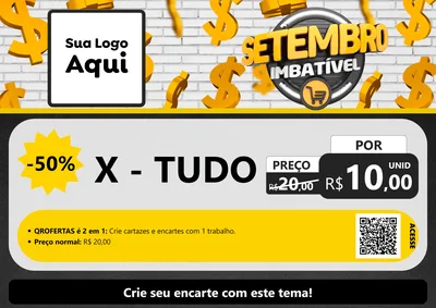 Modelo de Cartaz para Cartaz A4 Horizontal com o tema Setembro Imbatível para Hamburgueria