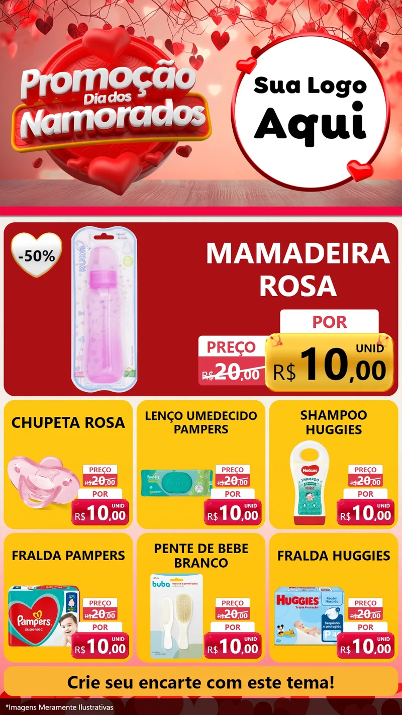 Modelo de Rede Social para Stories com o tema Promoção Dia dos Namorados para Bebês