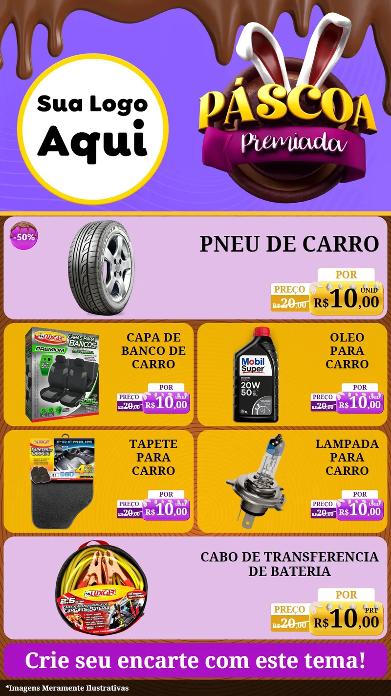 Modelo de TV para TV Vertical com o tema Páscoa Premiada para Auto peças