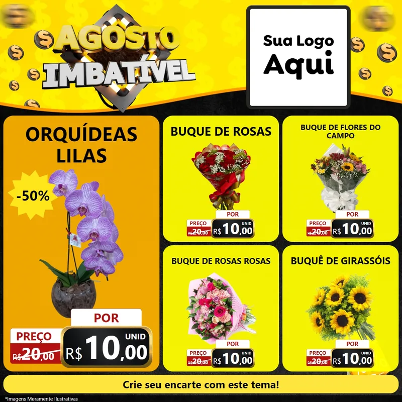 Modelo de Rede Social para Feed Facebook com o tema Agosto Imbatível para Floricultura e jardim