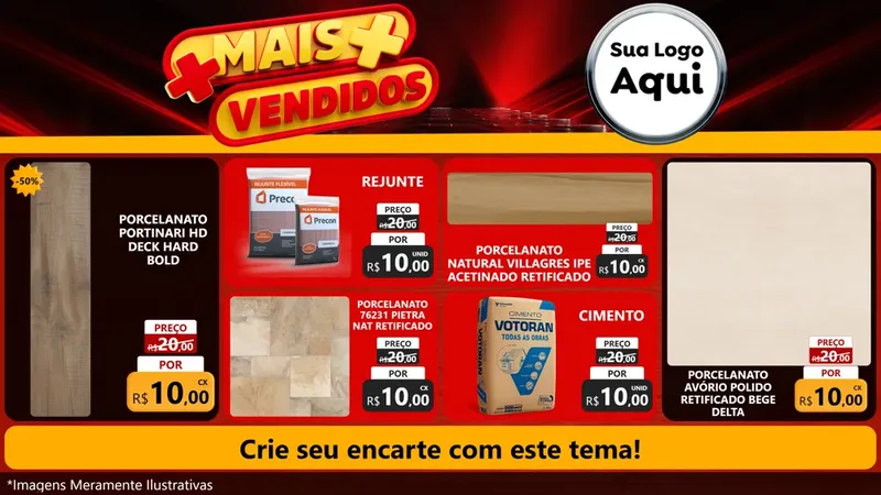 Modelo de TV para TV Horizontal com o tema Mais Vendidos para Pisos e revestimentos