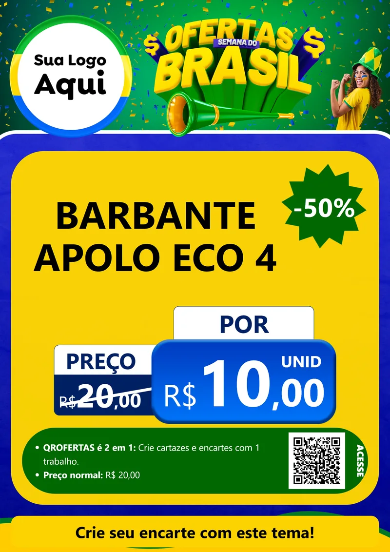 Modelo de Cartaz para Cartaz A4 Vertical com o tema Ofertas Semana do Brasil para Armarinho e Aviamentos