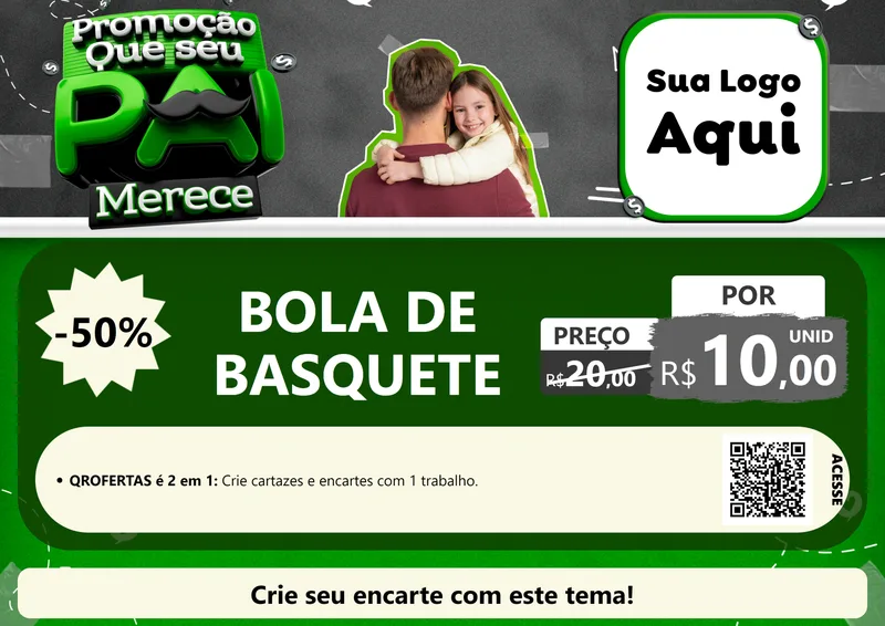 Modelo de Cartaz para Cartaz A4 Horizontal com o tema Promoção Que seu Pai Merece para Artigos Esportivos