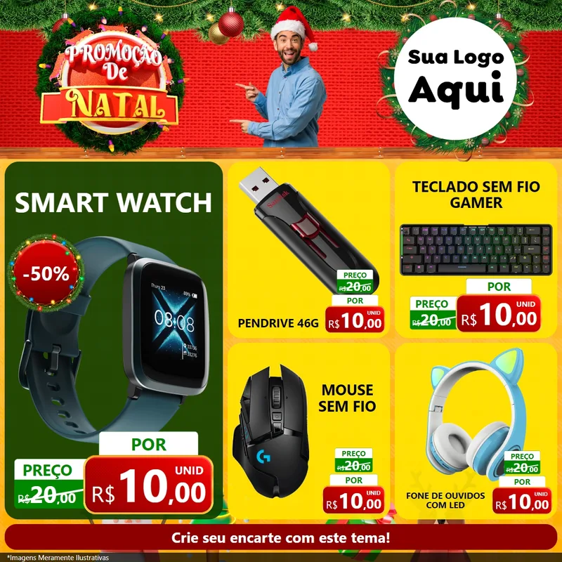 Modelo de Rede Social para Feed Facebook com o tema Promoção de Natal para Informática