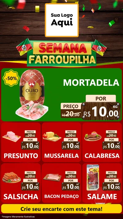 Modelo de Rede Social para Stories com o tema Semana Farroupilha para Frios e Laticínios