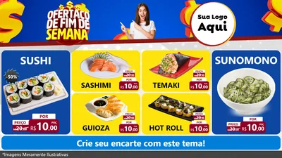 Modelo de TV para TV Horizontal com o tema Ofertaço de Fim de Semana para Comida japonesa