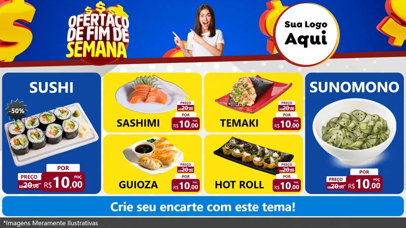 Modelo de TV para TV Horizontal com o tema Ofertaço de Fim de Semana para Comida japonesa