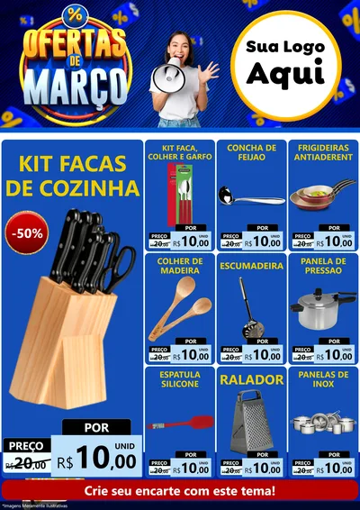 Modelo de Encarte para Encarte A4 Vertical com o tema Ofertas de Março para Utilidades Domésticas