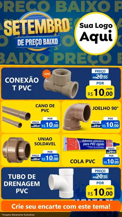 Modelo de TV para TV Vertical com o tema Setembro De Preço Baixo para Tubos e conexões