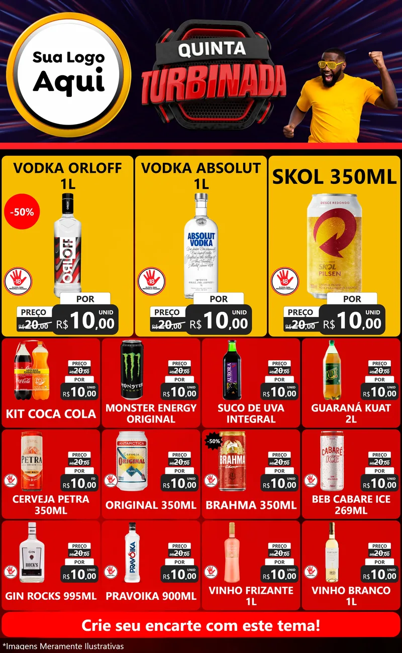 Modelo de Encarte para Encarte Grande com o tema Quinta Turbinada para Distribuidora de bebidas