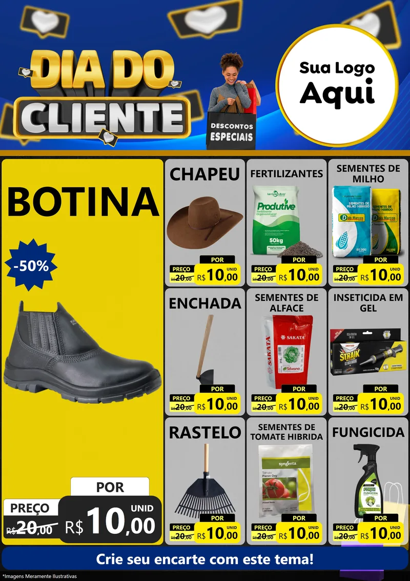 Modelo de Encarte para Encarte A4 Vertical com o tema Dia Do Cliente para Agropecuária