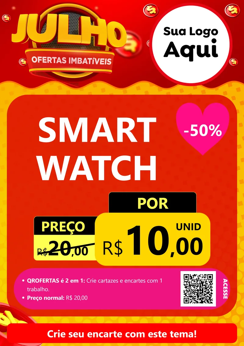 Modelo de Cartaz para Cartaz A4 Vertical com o tema Julho Ofertas Imbatíveis para Informática