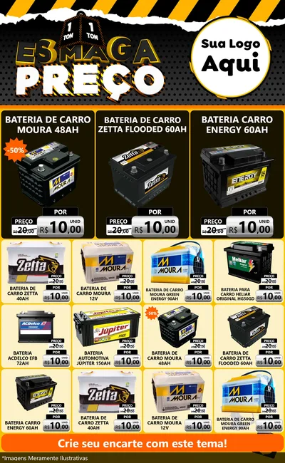 Modelo de Encarte para Encarte Grande com o tema Esmaga Preço para Baterias Elétricas