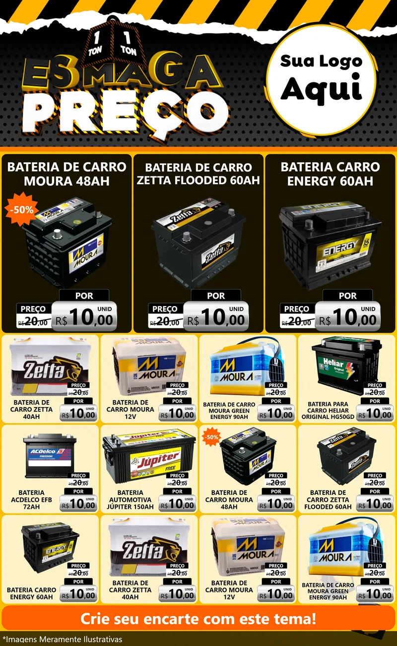 Modelo de Encarte para Encarte Grande com o tema Esmaga Preço para Baterias Elétricas