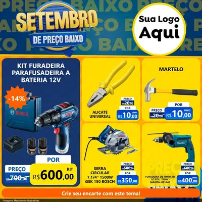 Modelo de Rede Social para Feed Facebook com o tema Setembro De Preço Baixo para Maquinas e Ferramentas