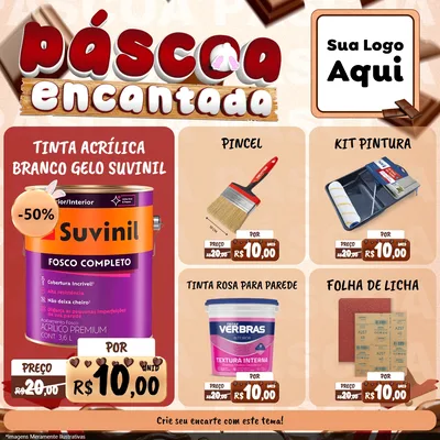 Modelo de Rede Social para Feed Facebook com o tema Páscoa Encantada para Tintas e Ferramentas