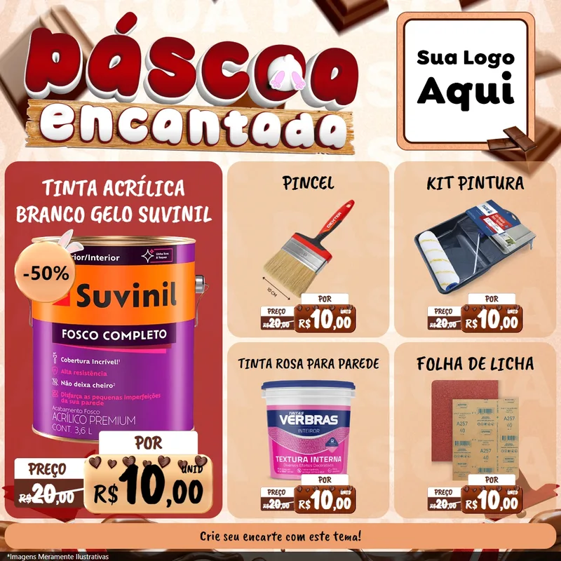 Modelo de Rede Social para Feed Facebook com o tema Páscoa Encantada para Tintas e Ferramentas