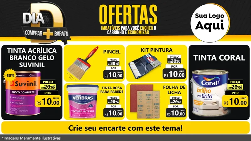 Modelo de TV para TV Horizontal com o tema Dia D Mais Economia para Tintas e Ferramentas