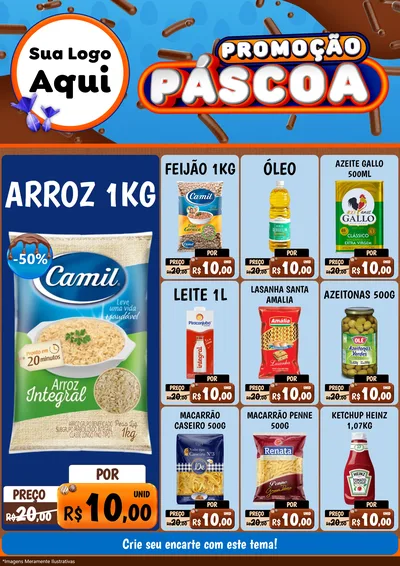 Modelo de Encarte para Encarte A4 Vertical com o tema Promoção Páscoa para Supermercado
