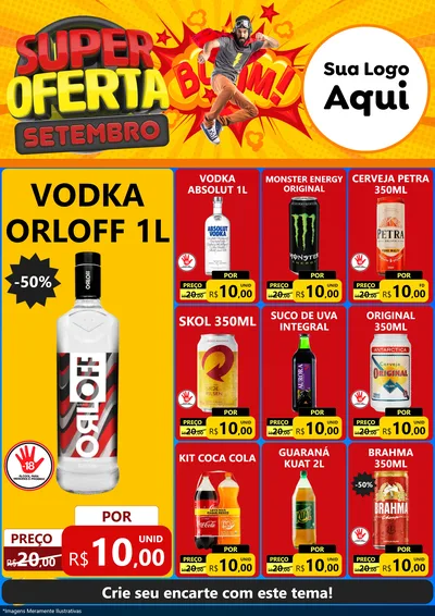 Modelo de Encarte para Encarte A4 Vertical com o tema Super Oferta Setembro para Distribuidora de bebidas