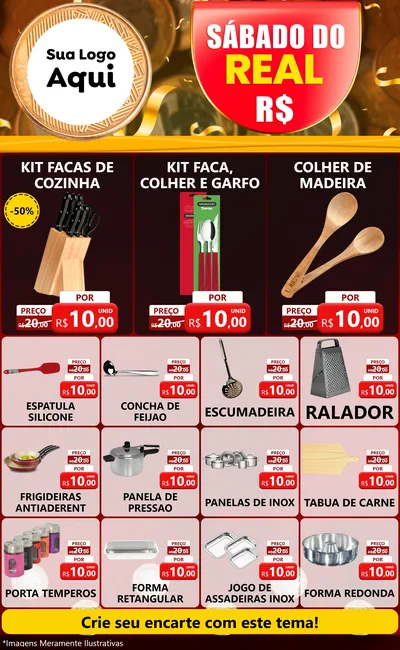 Modelo de Encarte para Encarte Grande com o tema Sábado do Real para Utilidades Domésticas
