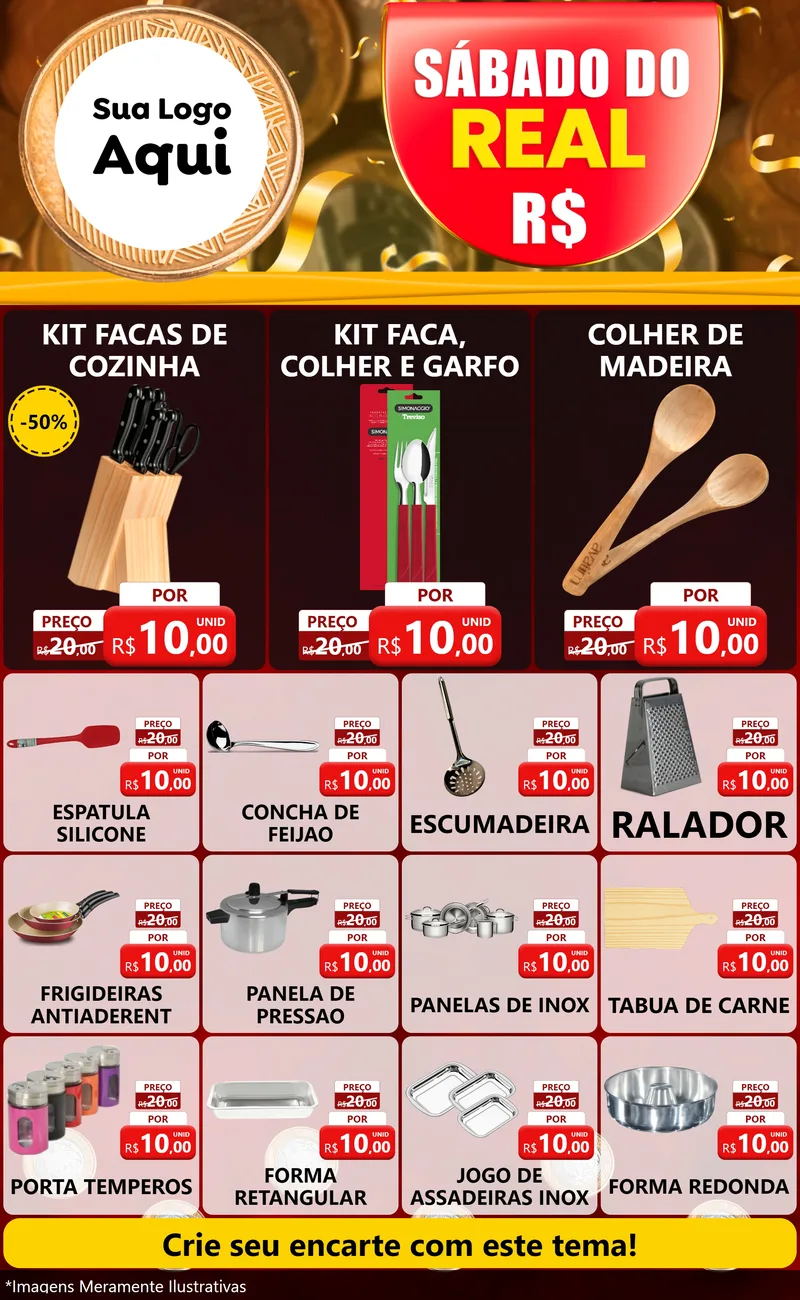 Modelo de Encarte para Encarte Grande com o tema Sábado do Real para Utilidades Domésticas