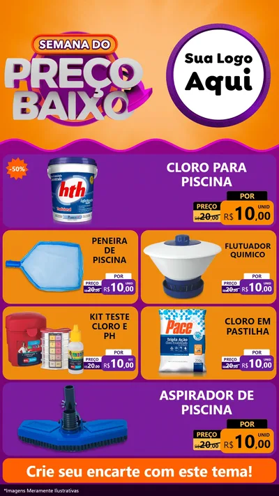 Modelo de TV para TV Vertical com o tema Semana do Preço Baixo para Produtos para Piscina