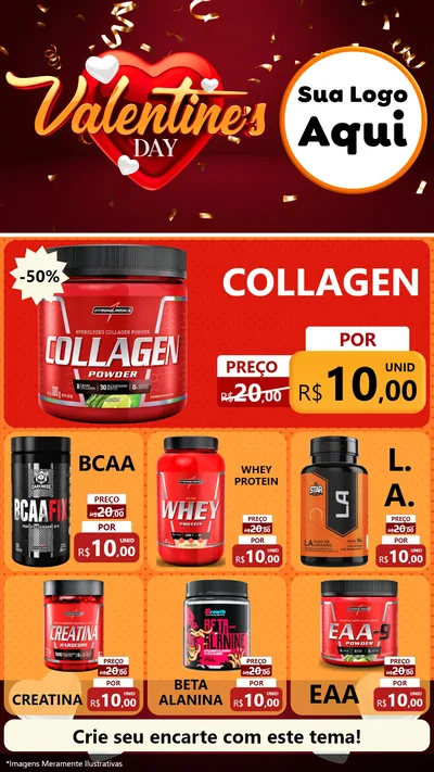 Modelo de Rede Social para Stories com o tema Valentine's Day para Suplementos alimentares