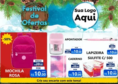 Modelo de Encarte para Encarte A4 Horizontal com o tema Festival de Ofertas - Inverno para Papelaria