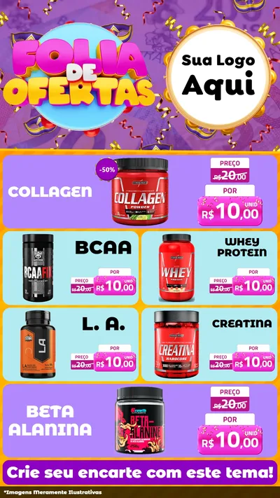 Modelo de TV para TV Vertical com o tema Folia de Ofertas para Suplementos alimentares