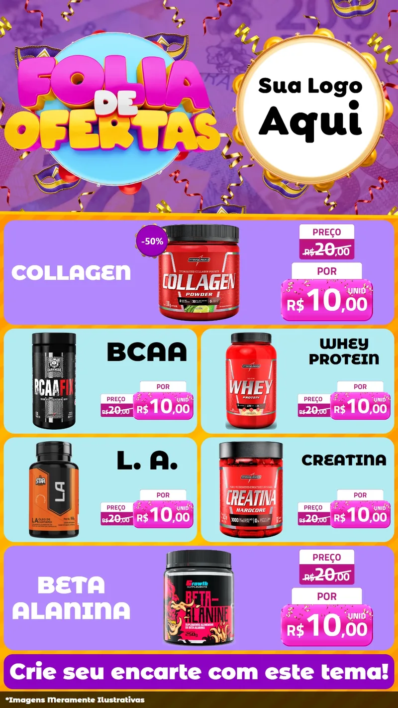 Modelo de TV para TV Vertical com o tema Folia de Ofertas para Suplementos alimentares