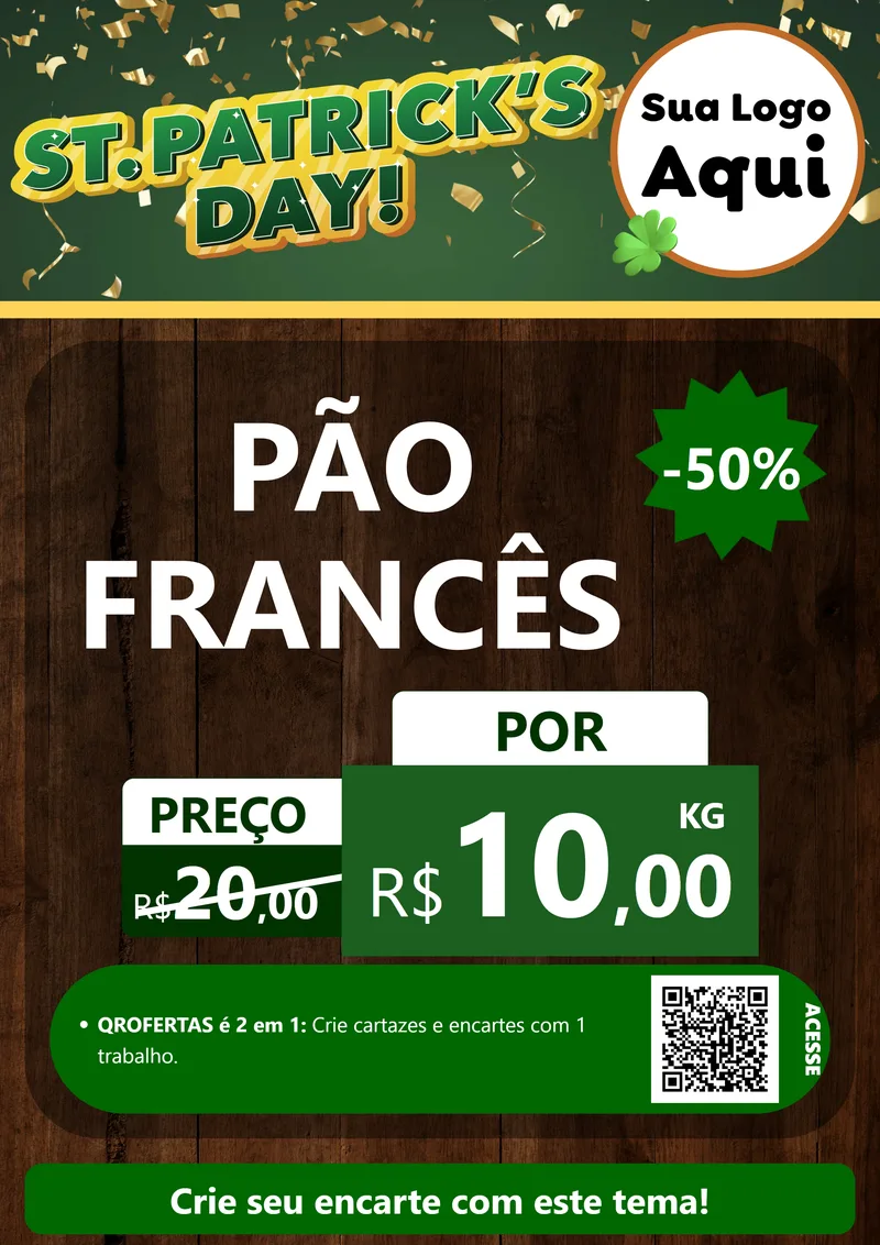 Modelo de Cartaz para Cartaz A4 Vertical com o tema St Patriks Day para Padaria
