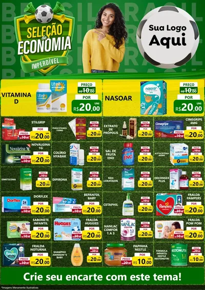 Modelo de Encarte para Encarte A4 Vertical com o tema Seleção de Economia - Copa para Farmácia