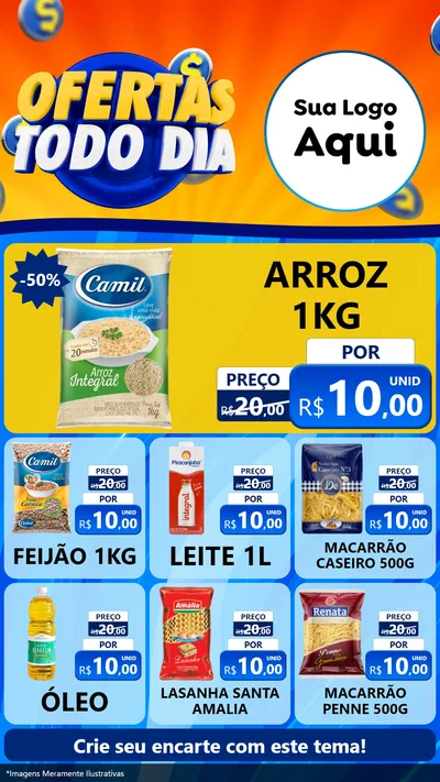 Modelo de Rede Social para Stories com o tema Ofertas Todo Dia para Supermercado