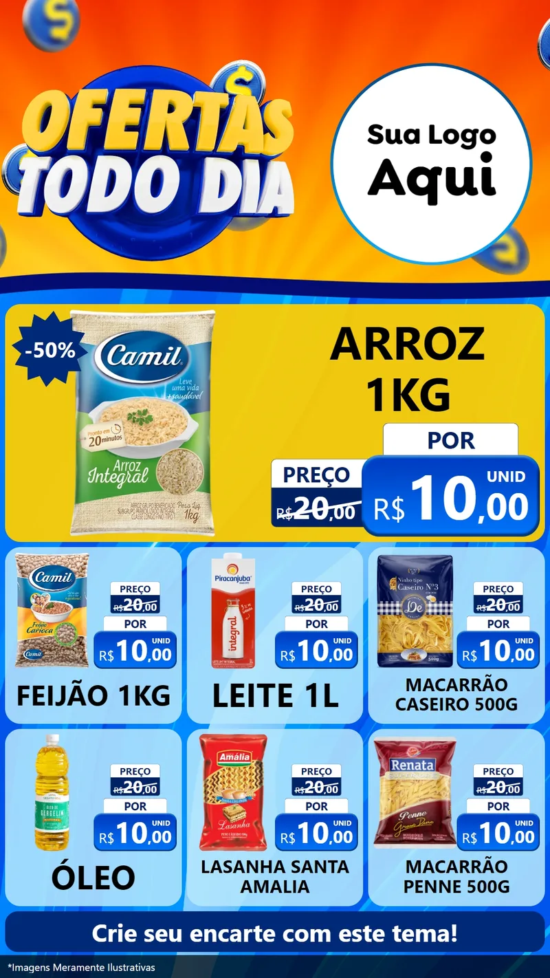 Modelo de Rede Social para Stories com o tema Ofertas Todo Dia para Supermercado