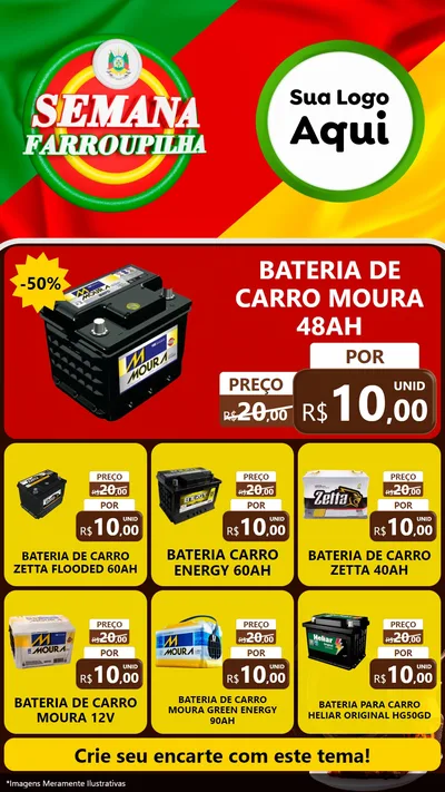 Modelo de Rede Social para Stories com o tema Semana Farroupilha para Baterias Elétricas