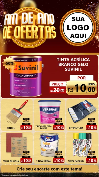 Modelo de Rede Social para Stories com o tema Fim de Ano de Ofertas para Tintas e Ferramentas