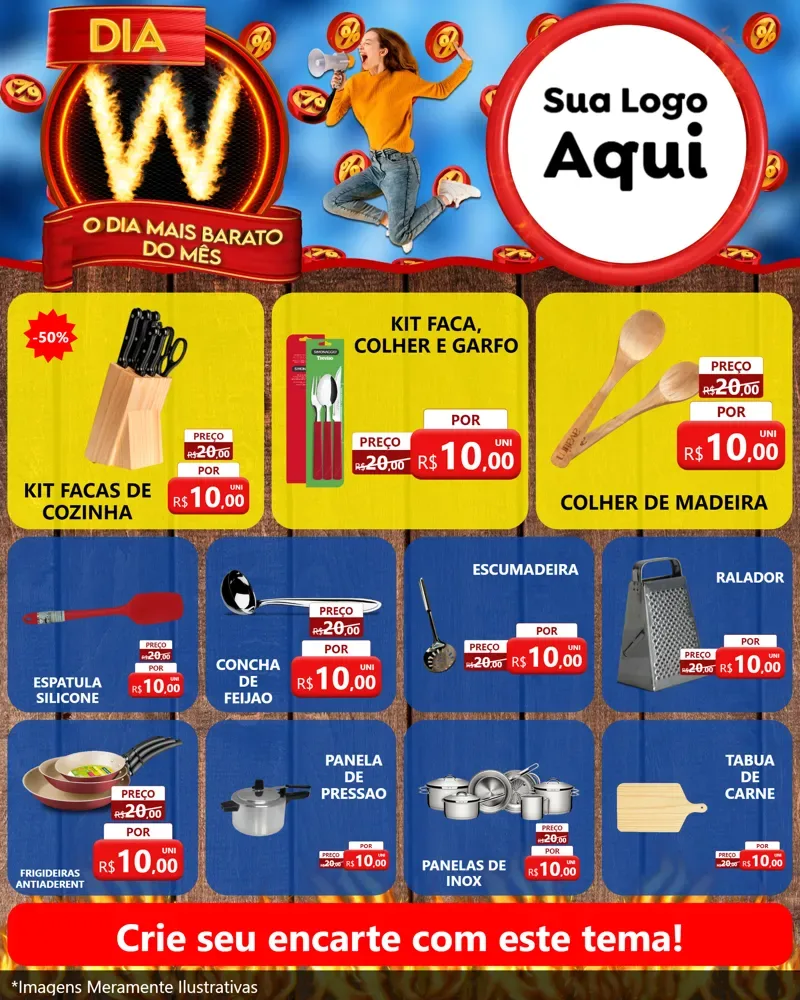 Modelo de Rede Social para Feed Instagram com o tema Dia W - O Dia Mais Barato Do Mês para Utilidades Domésticas