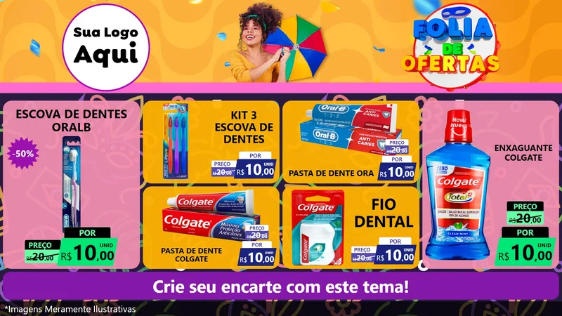 Modelo de TV para TV Horizontal com o tema Folia de Ofertas para Higiene Pessoal
