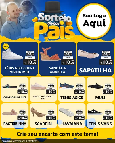 Modelo de Rede Social para Feed Instagram com o tema Sorteio Dia Dos Pais para Calçados
