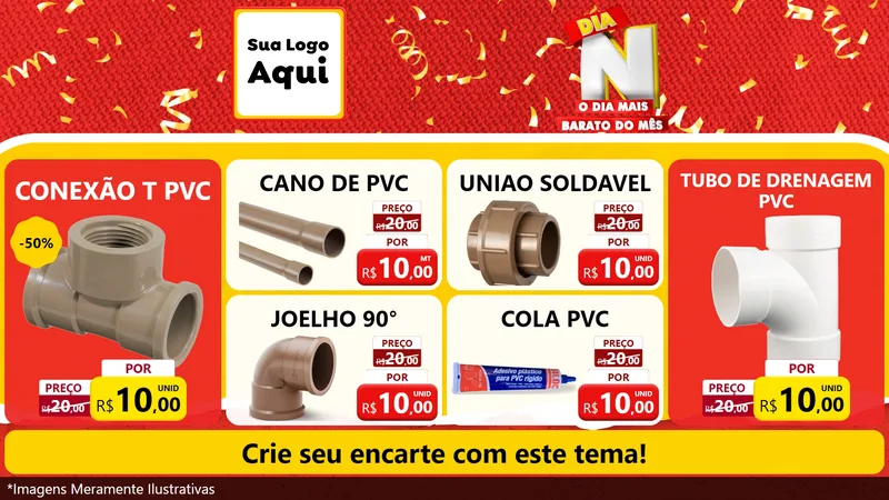 Modelo de TV para TV Horizontal com o tema Dia N o Dia Mais Barato do Mês para Tubos e conexões