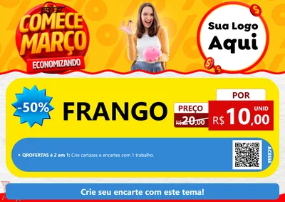 Modelo de Cartaz para Cartaz A4 Horizontal com o tema Comece Março Economizando para Assados