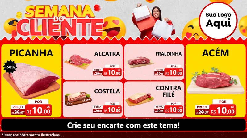 Modelo de TV para TV Horizontal com o tema Semana do Cliente para Açougue