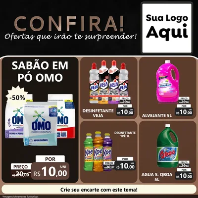 Modelo de Rede Social para Feed Facebook com o tema Confira! Ofertas que irão te surpreender! para Produtos de Limpeza