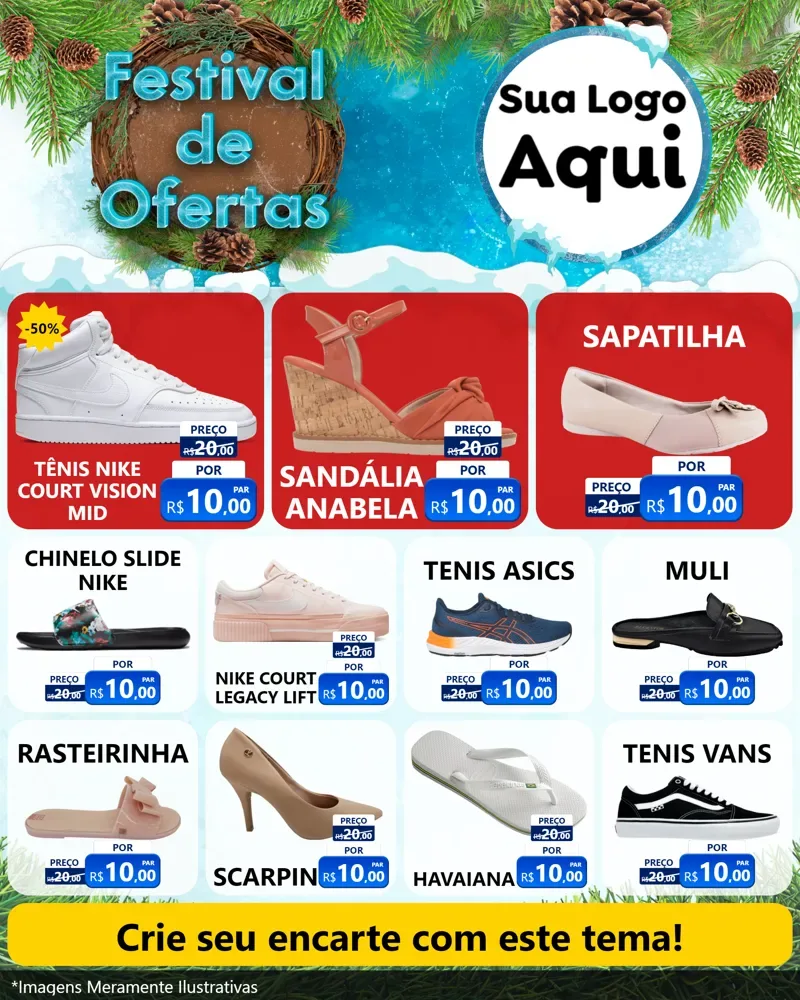 Modelo de Rede Social para Feed Instagram com o tema Festival de Ofertas - Inverno para Calçados