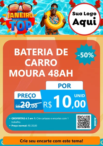 Modelo de Cartaz para Cartaz A4 Vertical com o tema Janeiro Top para Baterias Elétricas