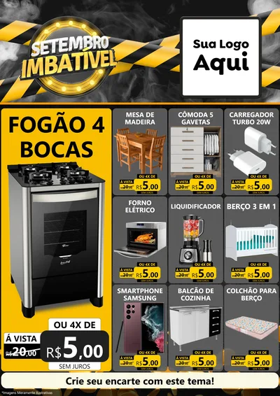 Modelo de Encarte para Encarte A4 Vertical com o tema Setembro Imbatível para Móveis e Eletro