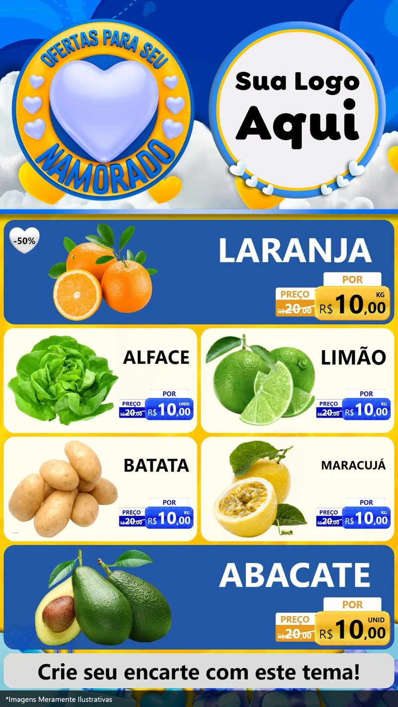 Modelo de TV para TV Vertical com o tema Ofertas Para Seu Namorado para Hortifrúti