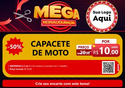 Modelo de Cartaz para Cartaz A4 Horizontal com o tema Mega Reinauguração para Moto peças